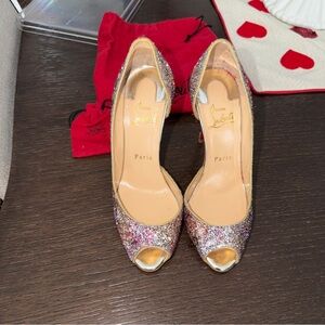 Christian Louboutin Multicolor Glitter Demi you 100 size 37 Peep-Toe Heels